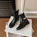 Spot 2025 Autumn And Winter New Inner Height Increase Thick Heel Martin Boots Women's Belt Buckle Black Round Head Lock Chelsea Short_vogvips.com