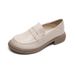 Leather Small Leather Shoes Women's British Flat Shoes Fleece Loafers_vogvips.com