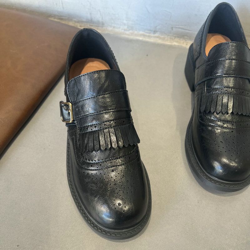2026 New In-Stock Grape Mom Fashion Versatile High-Soled Loafers For Women, New Autumn Thick-Soled Genuine Leather Slip-On Shoes_vogvips.com
