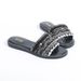 MS Women's Rhinestone Flat Sandals - Comfortable PU Leather Slip-On Slides For Beach, Casual & Outdoor Wear (Black, Beige, Pink)_vogvips.com