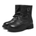 Autumn Winter New Fleece-Lined Slouch Boots Soft Leather Thick-Soled Martin Boots Versatile Brown Short Boots Cotton Shoes_vogvips.com