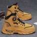 European Warm Series Men's Martin Autumn Winter New Rotating Buckle Thick Sole Work High Top Trendy Shoes Versatile Height Increasing Yellow_vogvips.com