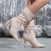 Women's Pointed Toe Stretch Suede Ankle Boots With Side Zipper - Ultra High Heel (8cm+) Fashion Boots For Fall/Winter/Spring_vogvips.com