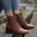 Plus Size Chunky Heel Martin 2024 Autumn Winter New British Style Fashion Short Boots For Women_vogvips.com