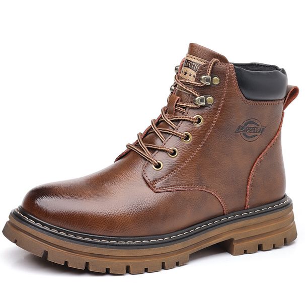 European Warm Series 2025 Autumn Winter New Work Handmade Stitching Martin Boots Men's Warm Cotton Shoes Non-Slip Rubber Sole_vogvips.com