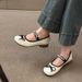 Women's Round Head Cowhide Women's Casual Single Shoes Flat Shoes Low Heel Single Shoes Rhinestone Princess Shoes Evening Shoes_vogvips.com
