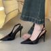 2025 New Peep Sandals For Women Champagne Color Stiletto Pointed Toe French Style Elegant One Strap High Heels Stunning_vogvips.com