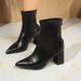 2025 Autumn New Women's Short High Pointed Toe Chunky Heel Elegant Stretch Slim Boots Wholesale_vogvips.com