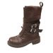 2025 New Genuine Leather Vintage Motorcycle Versatile Mid-Calf Martin Women's Short Boots British Style_vogvips.com
