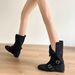 Exclusive Edition ~ Niche New Short For Women 2024 Autumn Winter Turn-down Collar Buckle Strap Hidden Wedge Fashion_vogvips.com