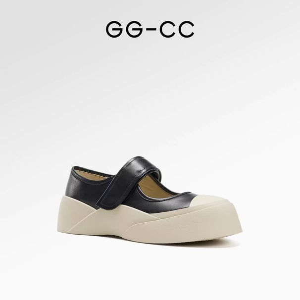 GGCC Retro Genuine Leather Mary Jane Sneakers For Women Autumn New Thick-Soled JK Single Shoes_vogvips.com