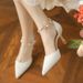 Cheongsam-inspired Niche High-heeled Shoes For Women, 2026 Summer, Pointed Toe, Thin Heel, Pearl Strap, Hollowed-out,_vogvips.com