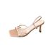 French Style Nude High Heels 2025 New Elegant Square Side Hollow Stiletto Silv Strappy Open Toe Sandals For Women_vogvips.com
