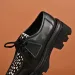 Casual Running Sneaker Designer Stylish Black Leather Platform Shoes With Polka Dot Lace Up Detail OKIMOZ Big Size_vogvips.com