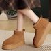 Thick Soled Snow Boots For Women, Fur Integrated Short Boots With Thick Velvet And Warm Cotton Shoes_vogvips.com