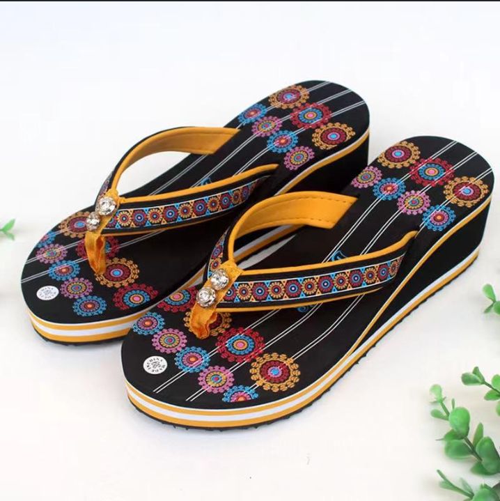 Women’s Shoes Ethnic Flip Flops For Women In Summer Fashionable And Stylish Outdoor Wear, Wedge Sandals With Thick Soles New Beach Slippers For Women_vogvips.com