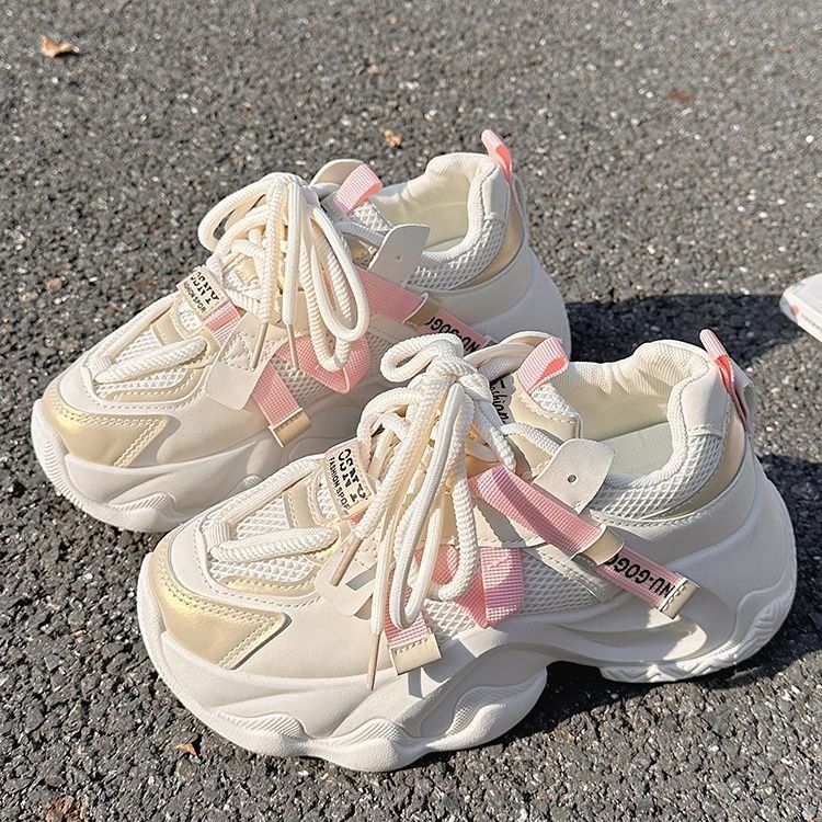 Dad Shoes Women's Platform Mesh Shoes Trendy Korean Niche White Shoes_vogvips.com