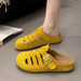Vintage Niche Hollow Out Closed-Toe Half Slippers For Women, Slip-On Thick-Soled Comfortable Ugly-Cute Backless Boken_vogvips.com