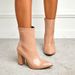 Women's Pointed Toe High Heel Ankle Boots With Side Zipper & Stone Texture - Chunky Heel, PU Leather, Black & Nude (Sizes 35-42)_vogvips.com