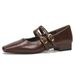 Autumn Winter New Style Single Square Toe Retro Thick One Strap Mary Jane Low Heel Shallow Mouth Leather Shoes Sole Soft_vogvips.com