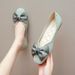 Women's Summer Bowknot Flats, Flat Square-Toed Shallow Slip-On Loafers, Elegant Gentle Shoes For Spring And Autumn_vogvips.com