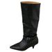 Autumn Winter New Style Woven Pointed Toe Thin Tube Over-the-Knee Long Fashion Versatile High Heel Short Boots For Women_vogvips.com