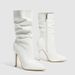 Pointed Toe Stacked Heel Knee High Boots For Women - Shiny Patent Leather Riding Boots With Side Zipper, Fashionable Stiletto Heels_vogvips.com