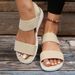 2024 Summer Oversized Women's Shoes Casual Elastic Back Trip Strap Polyurethane Flat Bottom Sandals for Women_vogvips.com