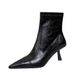 2738-2 Slim For Women Retro Soft Leather Pointed Toe Ankle Single Thin Heel Petite Versatile Stretch French Short Boots_vogvips.com