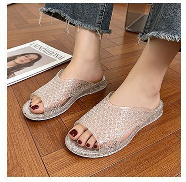New Crystal Sandals Women, Transparent, Hollowed-out, Wear-resistant, Non-slip, Odor-resistant, Fashionable And_vogvips.com