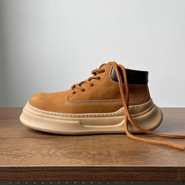 Sneakers Designer Niche High-top Men's Top Layer Cowhide Fashion Casual Shoes Thick Sole Lightweight Martin Boots_vogvips.com