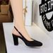 8320 French-style Women's New High-heeled With Square Toe, Versatile Chunky High Heel, Back Strap, Shallow Cut, Suitable_vogvips.com
