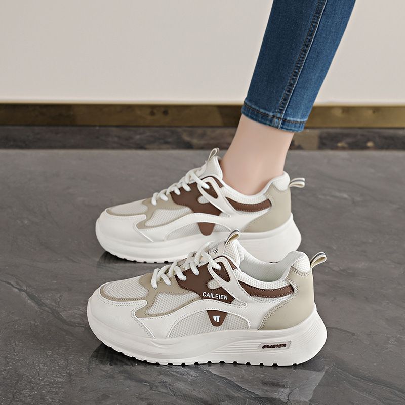 Women's Breathable Mesh Sports Shoes 2026 New Spring/Autumn Model Middle School Students, Lightweight Soft-Soled White_vogvips.com