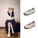 Celebrity Style~Sporty Ballet Mary Jane For Women, 2026 Spring New Model Silver Cross-Strap Shallow Single Shoes_vogvips.com