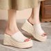 Women's New Summer Style Straw-woven Wedge Sandals, Versatile For Outdoor Wear, Thick-soled High-heeled Open-toe_vogvips.com