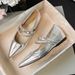 Silver Pointed-toe Rhinestone Single Shoes For Women's Spring And Autumn, Fashionable Insole Height Increase, Retro Mary Jane Shoes_vogvips.com