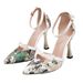 New Cross-border Spring-summer Floral Women's Shoes, Embroidered Shallow One-strap Toe Stiletto French Sandals, Pointed_vogvips.com