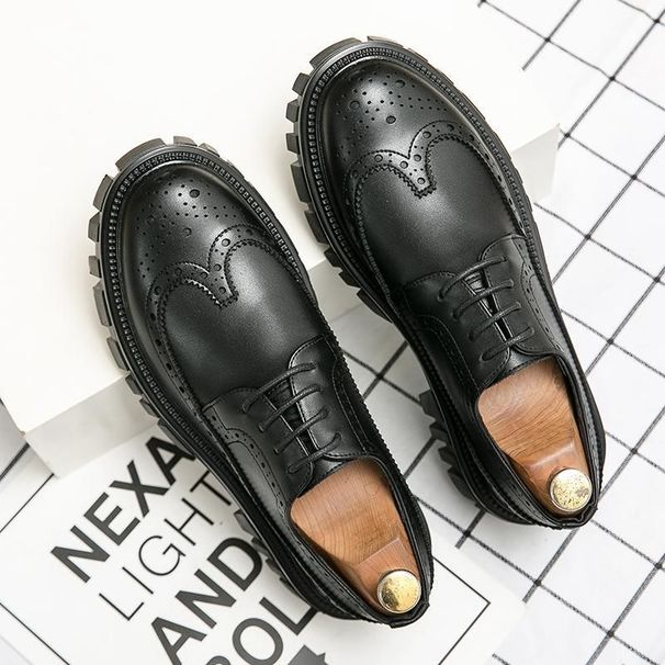 Korean version breathable business soft leather dress men small round head lace-up wedding three-joint Oxford shoes_vogvips.com