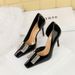 3287-K70 Banquet Slim Ultra High Heels Shallow Mouth Small Square Head Lacquer Leather Metal Water Diamond Buckle Single_vogvips.com