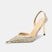 French Style Pointed High Heels With Dress Genuine Leather Silver Stiletto Shallow Mouth Single Shoes Breathable Hollow_vogvips.com