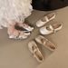 French Mary Jane Shoes White Single Shoes Women's Spring And Summer Evening Gentle Matching Skirt Flat-soled Small Leather Shoes_vogvips.com