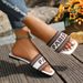 Fashion Mixed Colors Letter Flat Women Plus Size Light Square Toe Casual Slippers Comfort Soft Sole Anti Slip Slides_vogvips.com
