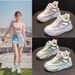 Leather Hollow Dad Shoes Women's Lightweight Inner Height Increase Casual Sports Shoes Platform Sandals_vogvips.com