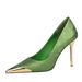 Elegant Satin High Heels For Women Pointed Toe Evening Party Shoes With Metallic Accents Comfortable Rubber Sole_vogvips.com