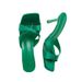 2023 Summer New Arrival: Women's Square-Toe High-Heel Cross-Strap Bow Decorated Shallow-Heel Open-Back Thong Sandals_vogvips.com