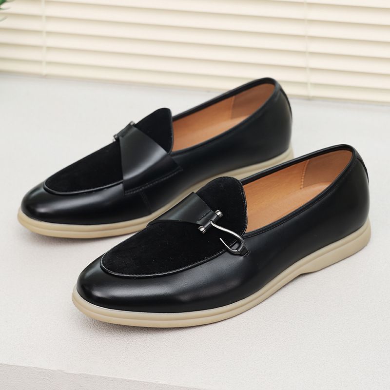 All-in-one loafers for men pointy leather shoes for men with beanie shoes_vogvips.com
