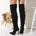 Elegant Suede Over-the-Knee Boots For Women - Pointed Toe, Stiletto Heel, Foldable Cuff, Retro Style_vogvips.com