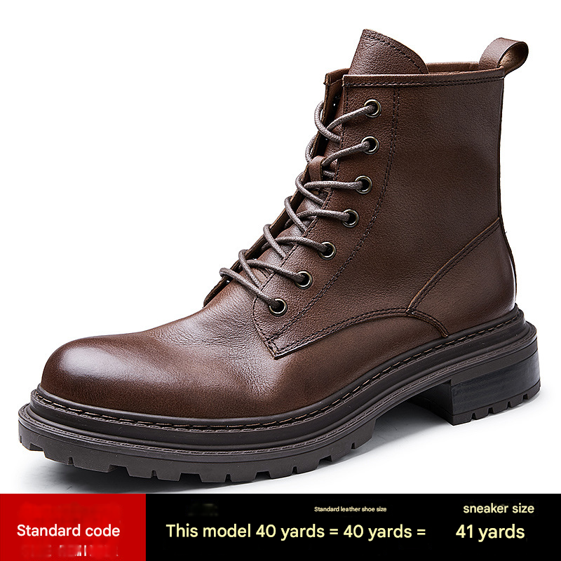 European Warm Series Genuine British Style Martin High-top Shoes Soft Leather Cowhide Men's Motorcycle Military Fleece-lined Work Boots_vogvips.com