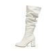 Women's Shoes Autumn/Winter High Heeled Equestrian Boots, Natural Wrinkle, Versatile Round Toe Chunky Heel High Boots For Women_vogvips.com