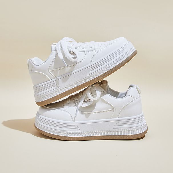 Little White Shoes Female Students Thick-soled Heightening Shoes Sports Board Shoes Casual Street Shoes_vogvips.com